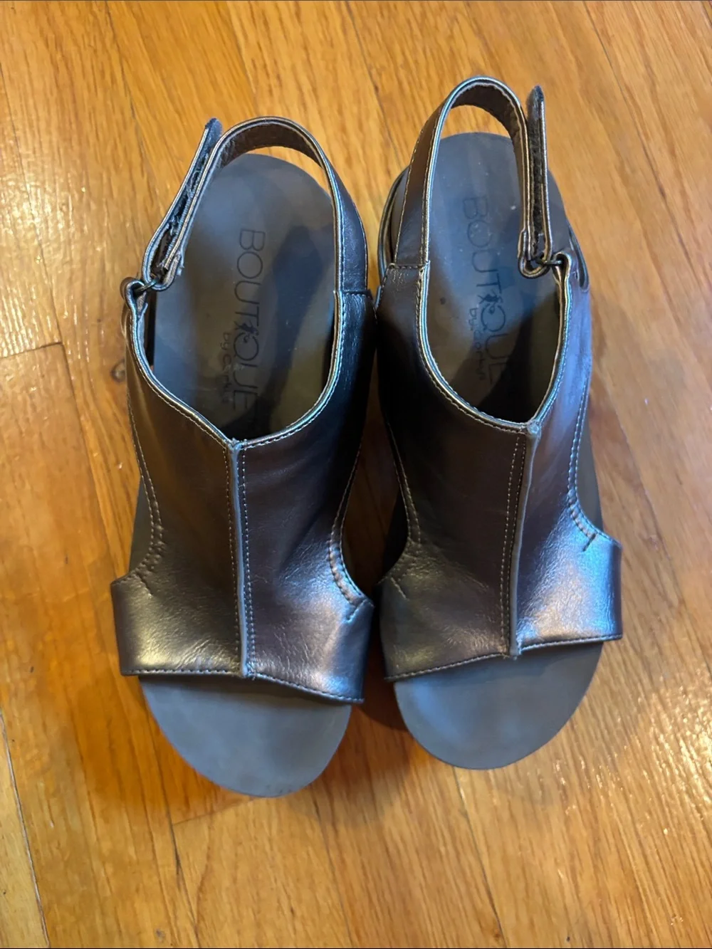 Corky’s Carley Metallic Bronze Wedge Sandals with Stud Detail - Women Size 6